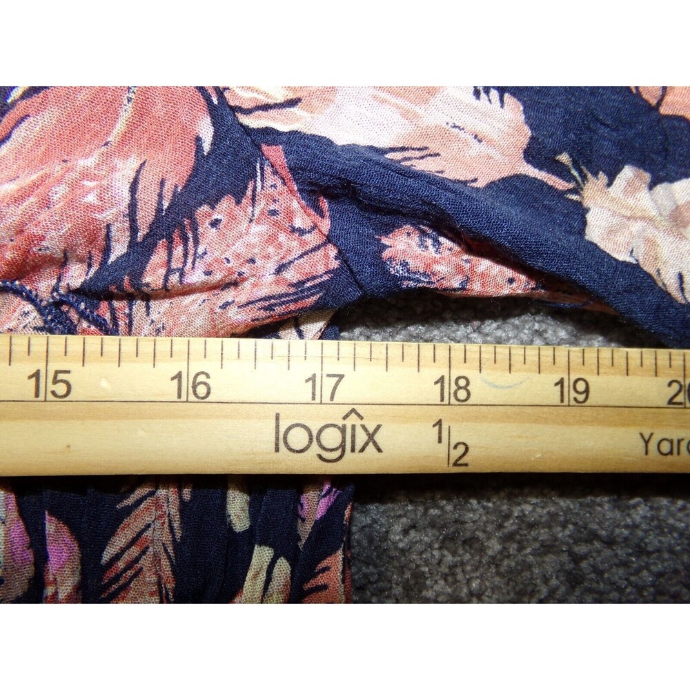 NWOT Agnes & Dora Sway top Feather Print Ruffle Tunic Small blue and pink - Picture 7 of 8